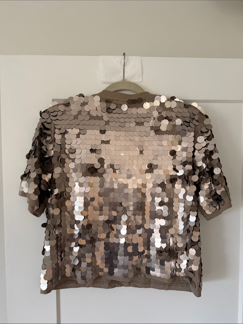 J. Crew Taupe Sequin Short Sleeve Tee - Picture 4 of 4